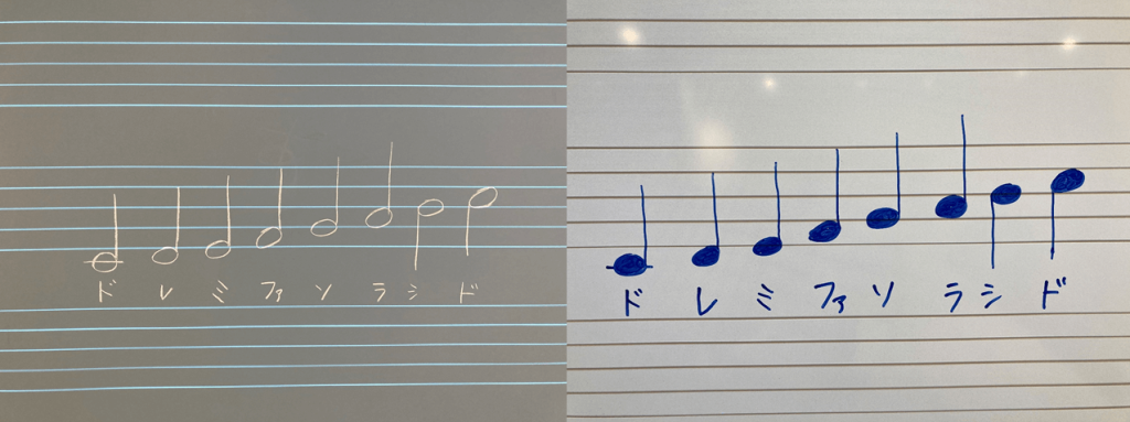黒板にもホワイトボードにも対応しているガイド線機能