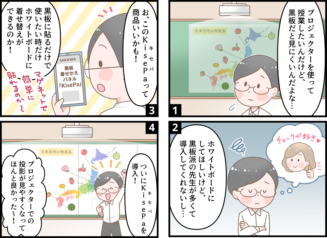 KisePa4コマ漫画「KisePaでお手軽ホワイトボード化！」