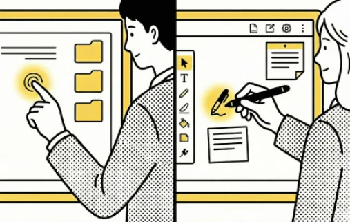 イメージ：指やスタイラスペンのタッチ操作で簡単に端末操作