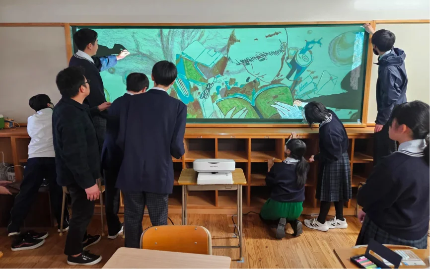 黒板アートの様子